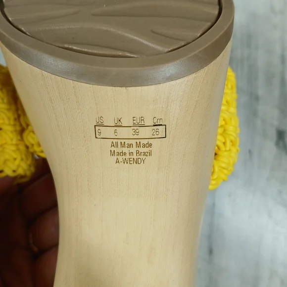 NEW Franco Sarto Yellow Woven Platform Wendy Clogs Retro Heeled Sandal #243 - Picture 10 of 11